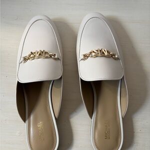 Michael Kors Cream Loafers with Gold Accent